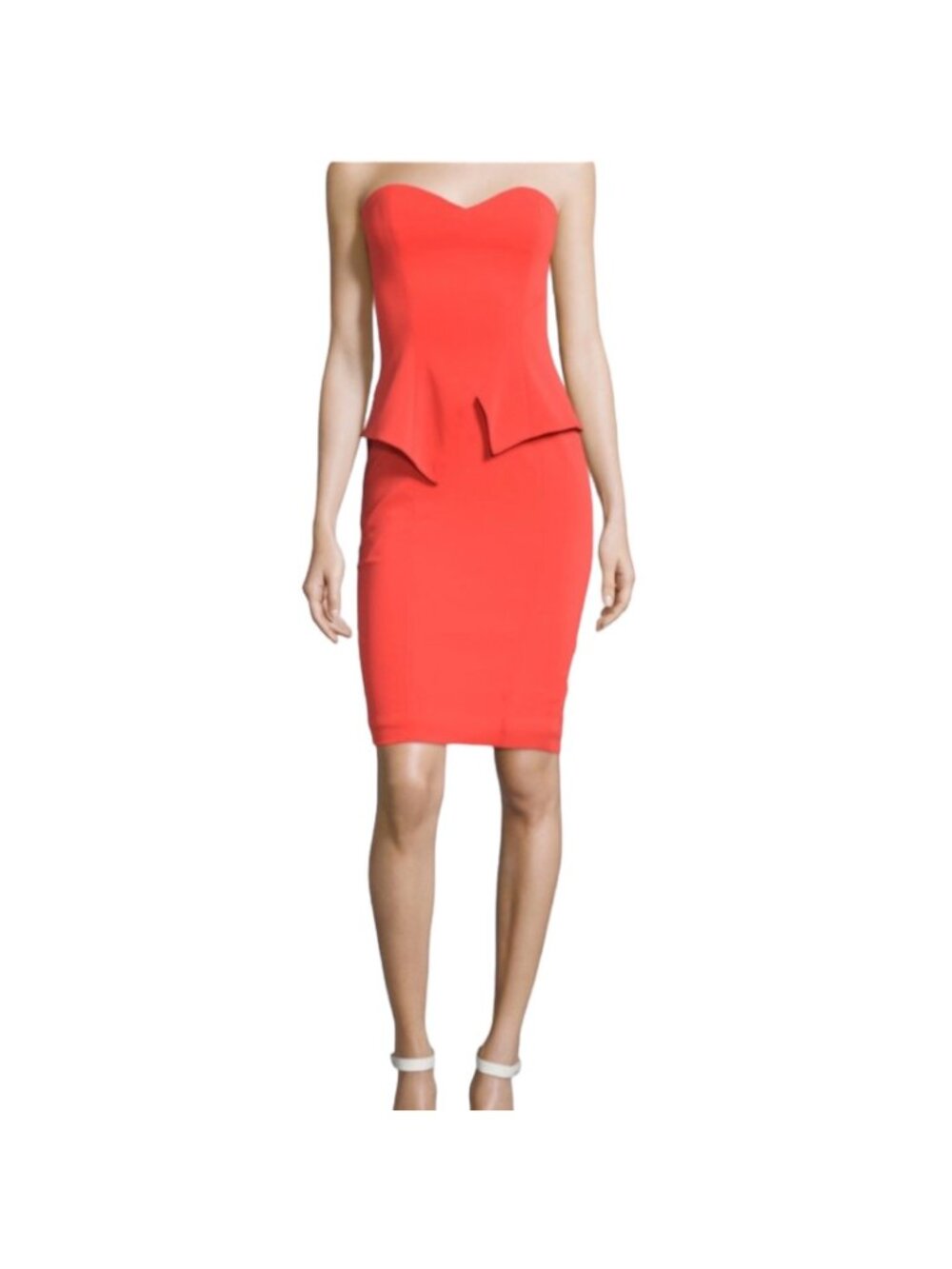 JAYGODFREY NWT $325 Women's Flame Orange Strapless Wiggle Cocktail Dress Size 10
